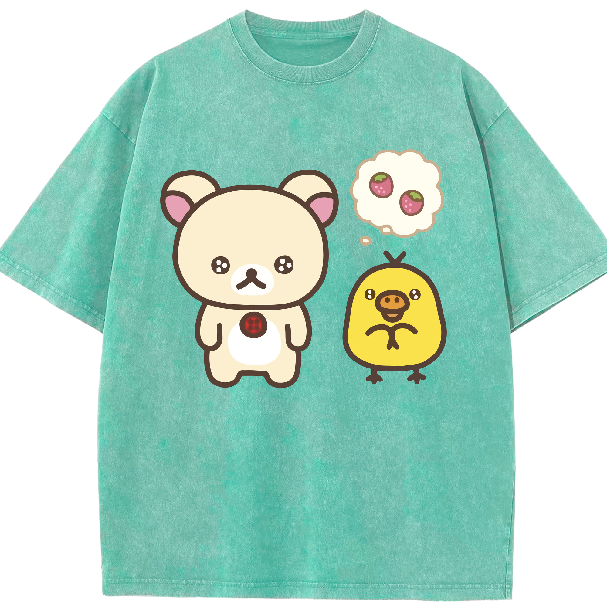 （画像用） リラックマ リラックマ キイロイトリ Rilakkuma Korilakkuma Kiiroitori 綿100% ヴィンテージ風 半袖Tシャツ（フロントプリント）
